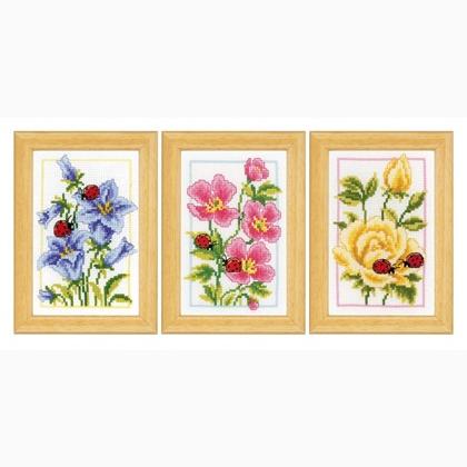 Miniaturas de Flores y mariquitas - set de 3