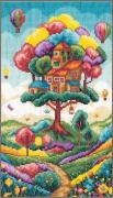 Paisaje con cabañas del árbol
