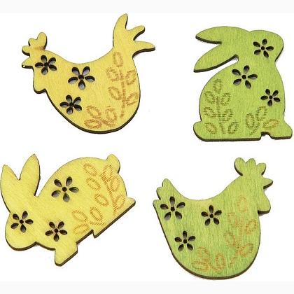 Decoraciones de madera - Gallinas y conejos (4)