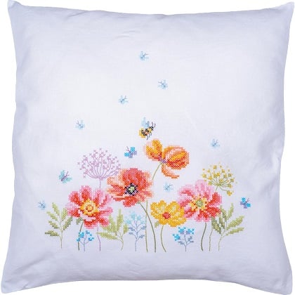 Cojín - Amapolas y flores silvestres