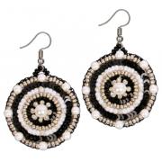 Pendientes circulares - Adorno blanco y negro