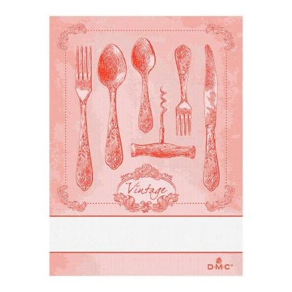 Trapo de cocina: Cuchillería vintage - Rosa