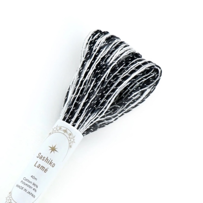 Hilo Lamen para Sashiko - Multicolor Blanco negro