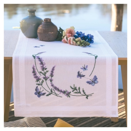 Camino de mesa - Lavanda y mariposas
