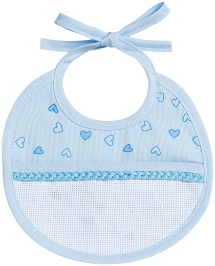 Babero redondo - Corazones Pequeños - Azul cielo