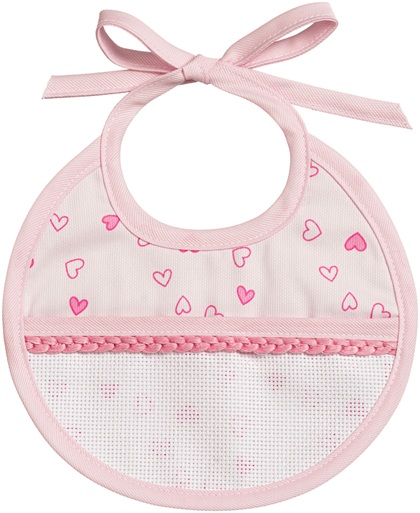Babero redondo - Corazones Pequeños - Rosa