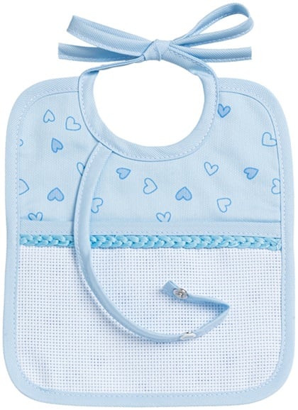 Babero con Porta Chupete - Corazones Pequeños - Azul cielo