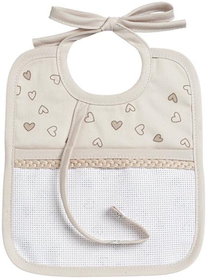 Babero con Porta Chupete - Corazones Pequeños - Gris tórtola