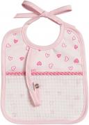 Babero con Porta Chupete - Corazones Pequeños - Rosa