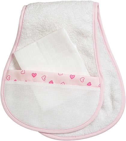 Paño anti-regurgitación salva hombro - Corazones Pequeños - Rosa