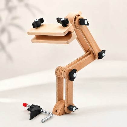Soporte de mesa con mordaza ajustable de madera