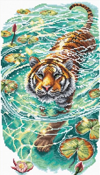 Tigre en el lago