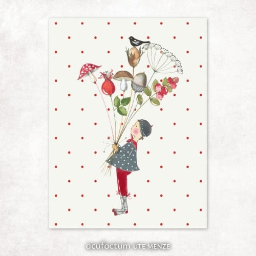 Etiqueta textil - Kind mit Strauß