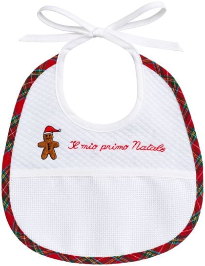 Babero - Mi primera Navidad - Pan de jengibre en tartán