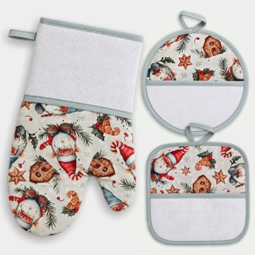 Set agarraderas y guante cocina - Pan de jengibre